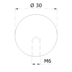 Guľa plná so závitom M6 / ø 30 mm, brúsená nerez AISI 304 Guľa plná so závitom M6 / ø 30 mm, brúsená nerez AISI 304